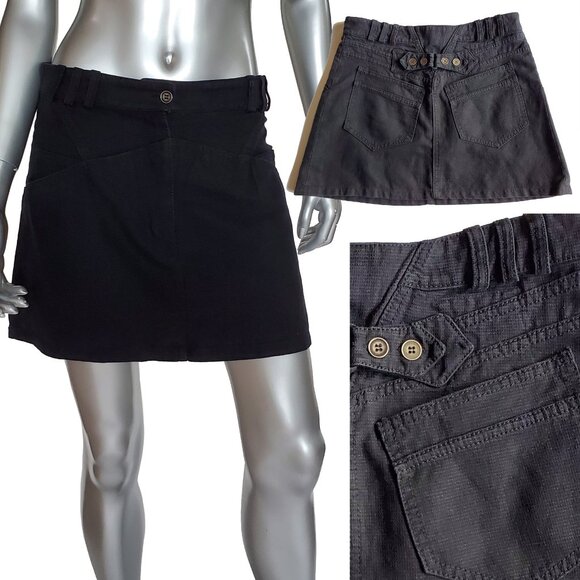BALENCIAGA SKIRT CARGO MINI BLACK COTTON LINEN BLEND sz 40 FR US 6 - Picture 1 of 8